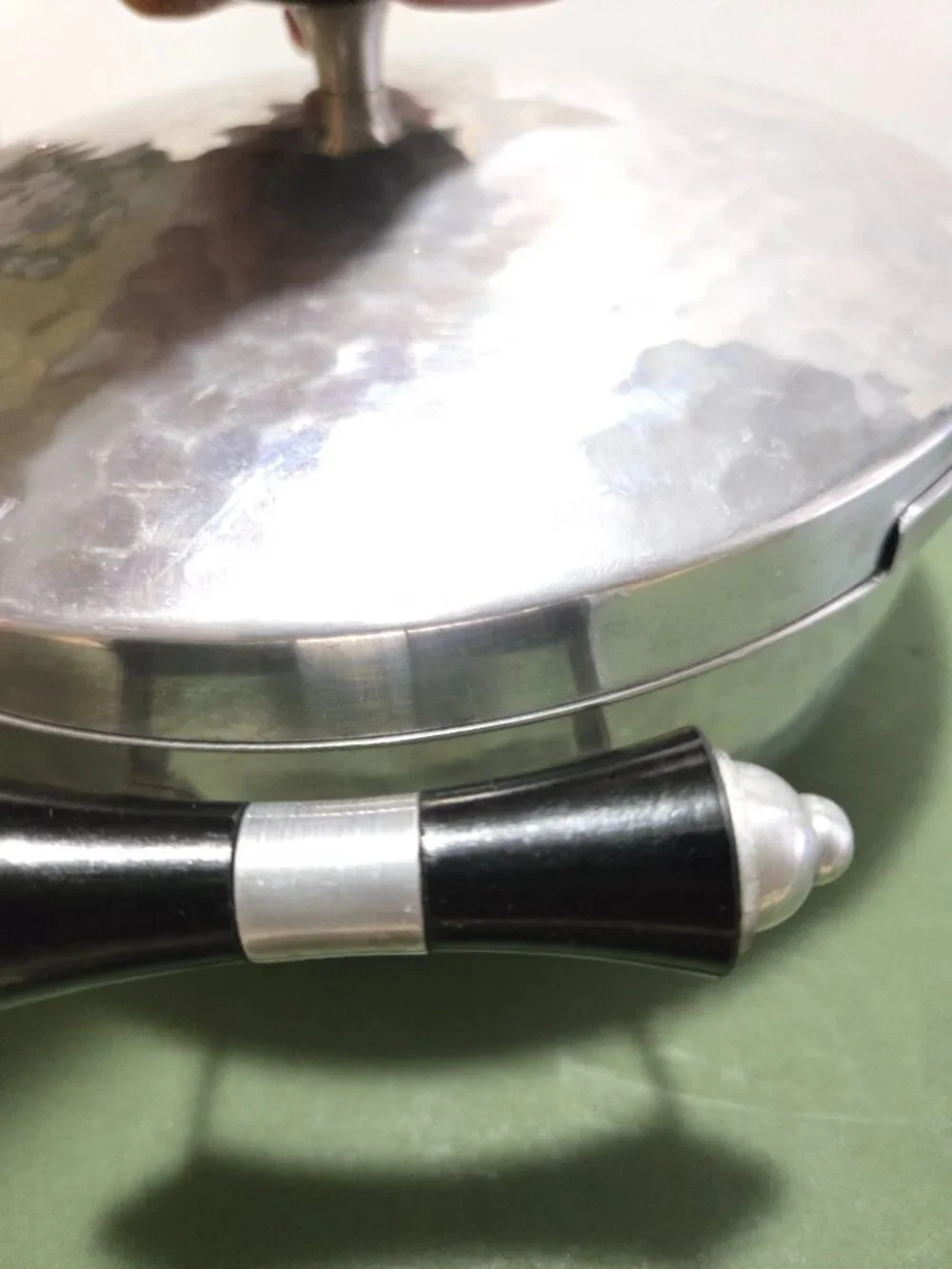 Vintage Aluminum Hammered Finish Pot w/Lid